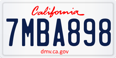 CA license plate 7MBA898