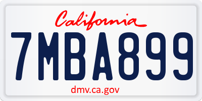 CA license plate 7MBA899