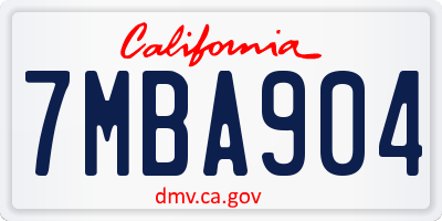 CA license plate 7MBA904