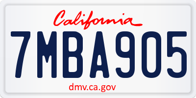 CA license plate 7MBA905