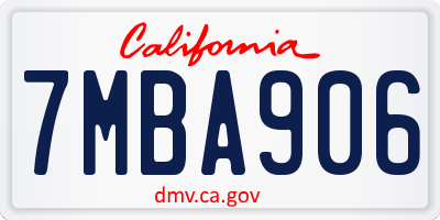CA license plate 7MBA906