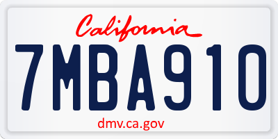 CA license plate 7MBA910