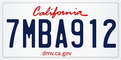 CA license plate 7MBA912