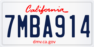 CA license plate 7MBA914