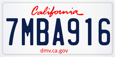 CA license plate 7MBA916