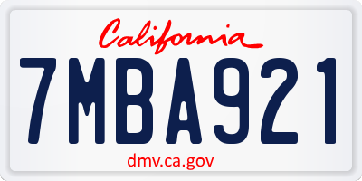 CA license plate 7MBA921