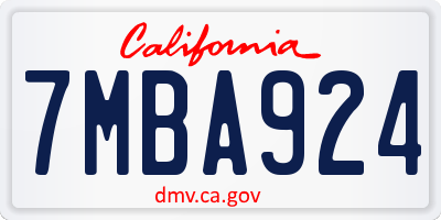 CA license plate 7MBA924