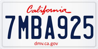 CA license plate 7MBA925