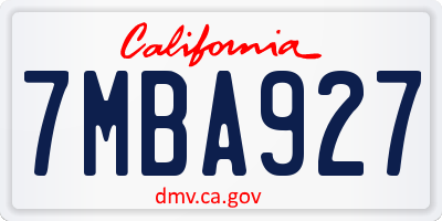 CA license plate 7MBA927