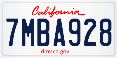 CA license plate 7MBA928