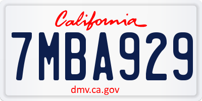 CA license plate 7MBA929