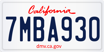 CA license plate 7MBA930