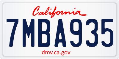 CA license plate 7MBA935