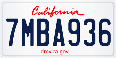 CA license plate 7MBA936