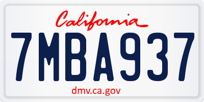 CA license plate 7MBA937