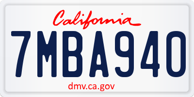 CA license plate 7MBA940
