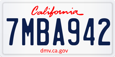 CA license plate 7MBA942