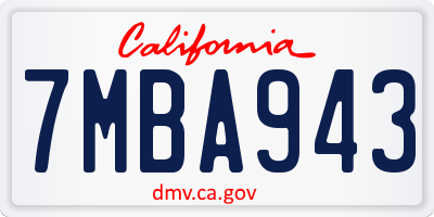 CA license plate 7MBA943
