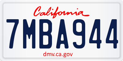 CA license plate 7MBA944