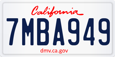 CA license plate 7MBA949