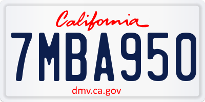 CA license plate 7MBA950