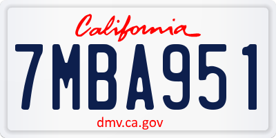 CA license plate 7MBA951