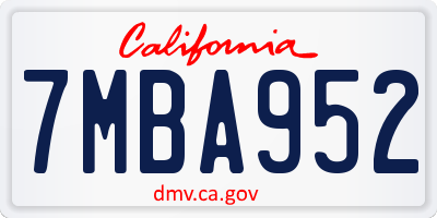 CA license plate 7MBA952