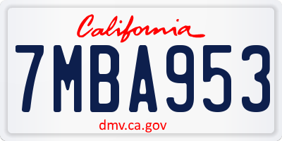 CA license plate 7MBA953