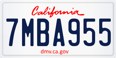 CA license plate 7MBA955