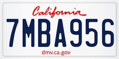 CA license plate 7MBA956