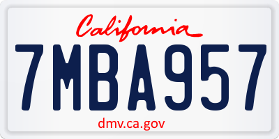 CA license plate 7MBA957
