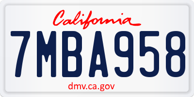 CA license plate 7MBA958