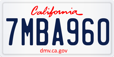 CA license plate 7MBA960