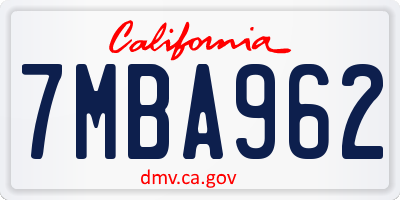 CA license plate 7MBA962