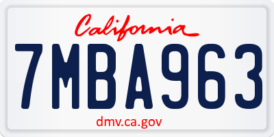 CA license plate 7MBA963
