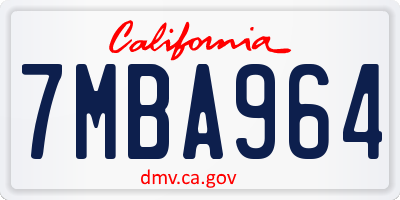 CA license plate 7MBA964