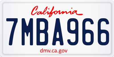 CA license plate 7MBA966
