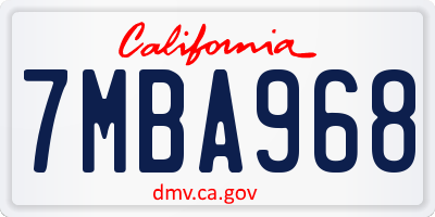 CA license plate 7MBA968