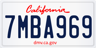 CA license plate 7MBA969
