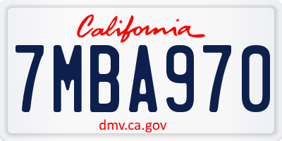 CA license plate 7MBA970