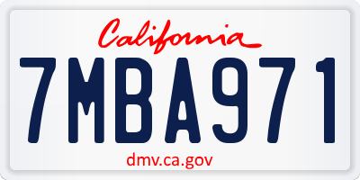 CA license plate 7MBA971