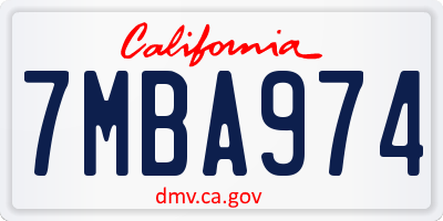 CA license plate 7MBA974