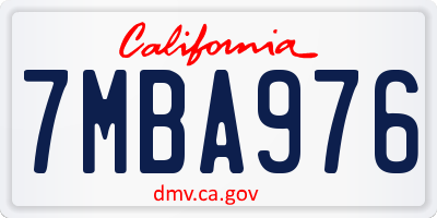 CA license plate 7MBA976