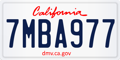 CA license plate 7MBA977