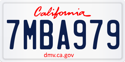 CA license plate 7MBA979