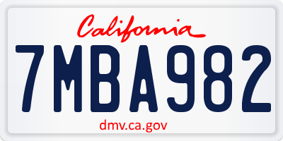CA license plate 7MBA982