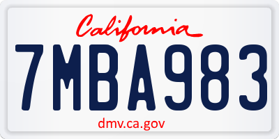 CA license plate 7MBA983