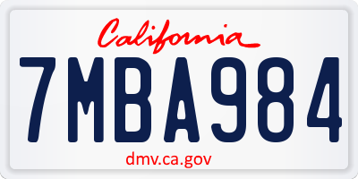 CA license plate 7MBA984