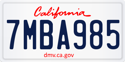 CA license plate 7MBA985