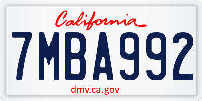 CA license plate 7MBA992